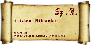 Szieber Nikander névjegykártya